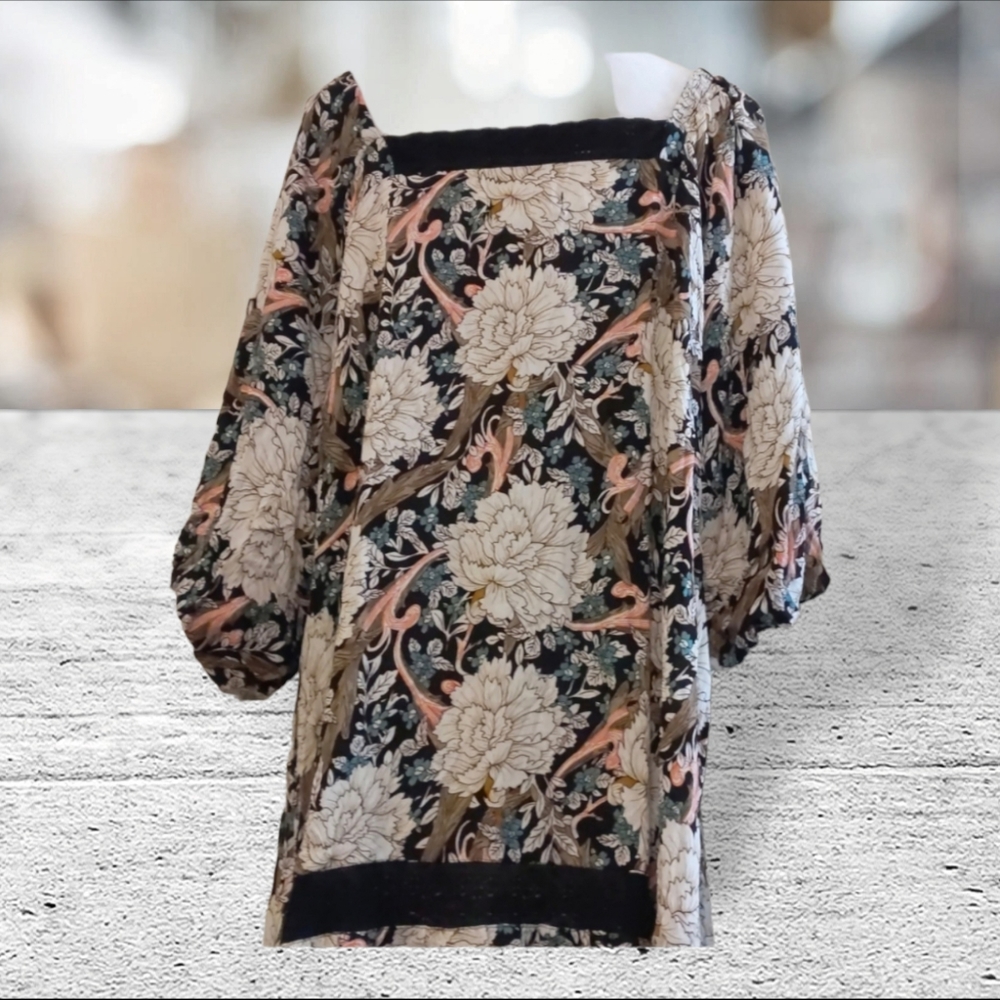 NWT Meritt floral dress square neck with balloon sleeves size 1X